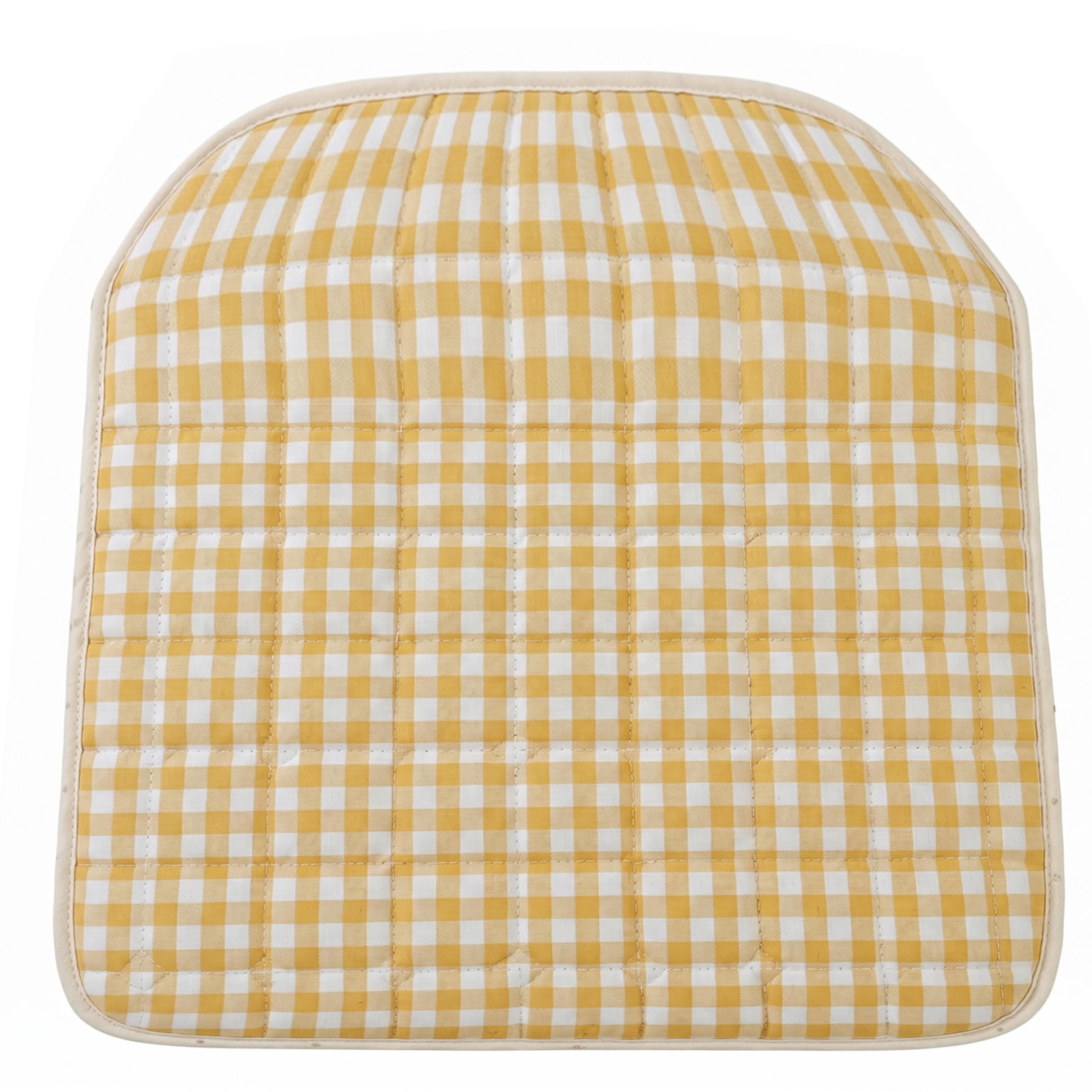 Coussin de chaise Vichy lavable et antidérapant pour assise en coton