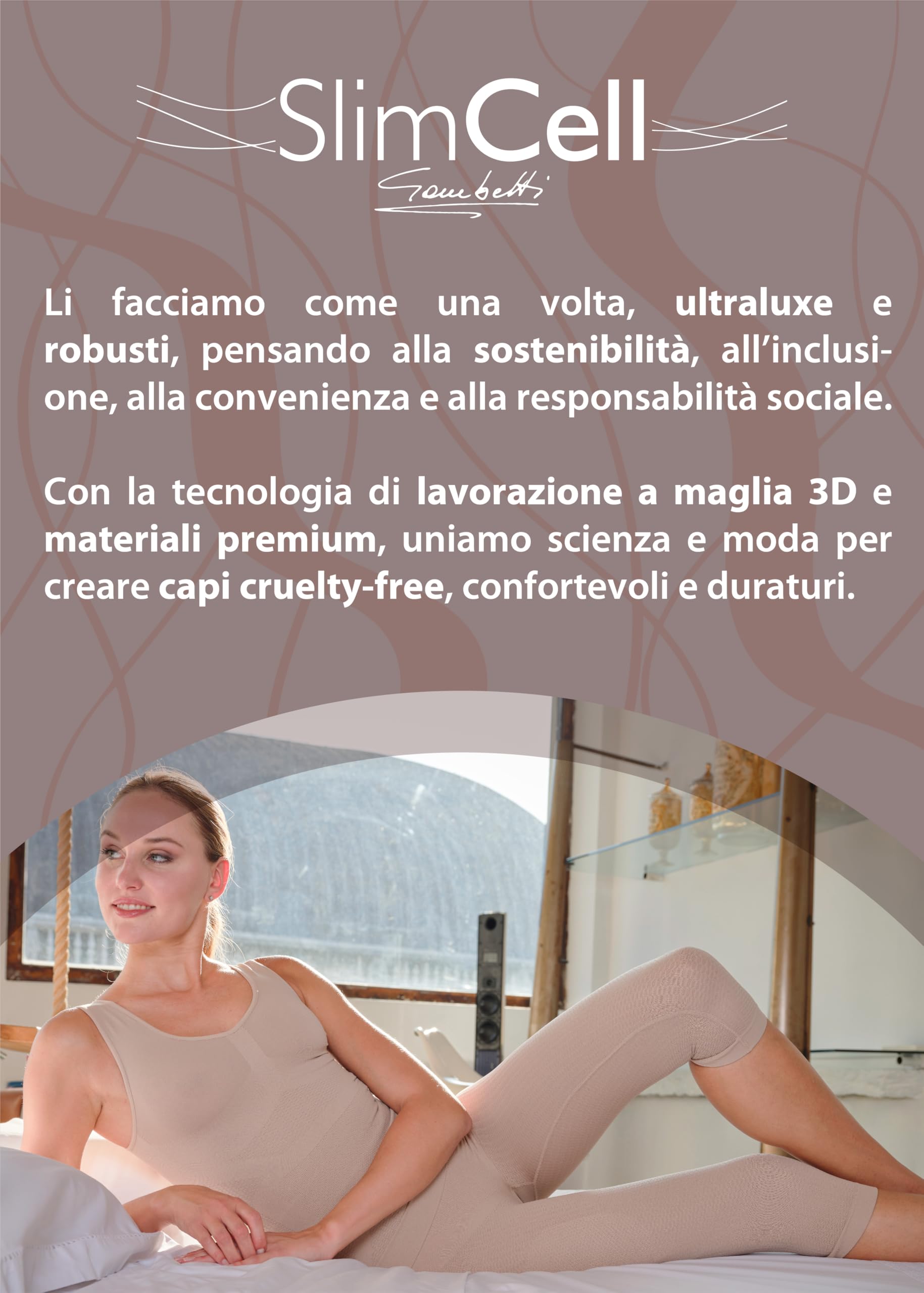 SLIMCELL Gambetti Leggins Anticellulite Donna Snellente Capri - Guaina Contenitiva Donna, Pantaloncini Anticellulite, Leggins Drenanti, Intimo Modellante Senza Cuciture, Shapewear - Made in Italy