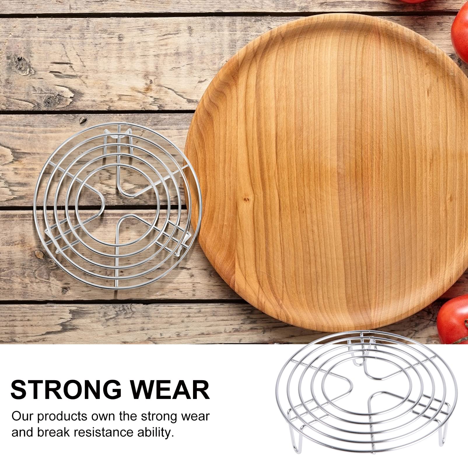 Angoily Steamer Rack, Round, Silver, Stainless Steel, 6.3 Inch, Dishwasher Safe