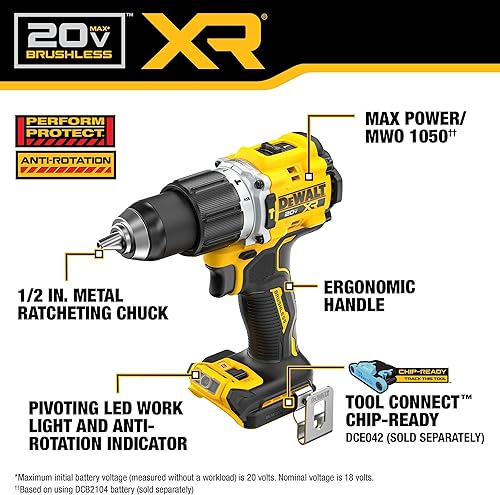 Miniatura 2 de DEWALT Taladro de martillo inalámbrico de 12 pulgada sin escobillas MAX XR de 20 V (solo herramienta) (DCD806B)