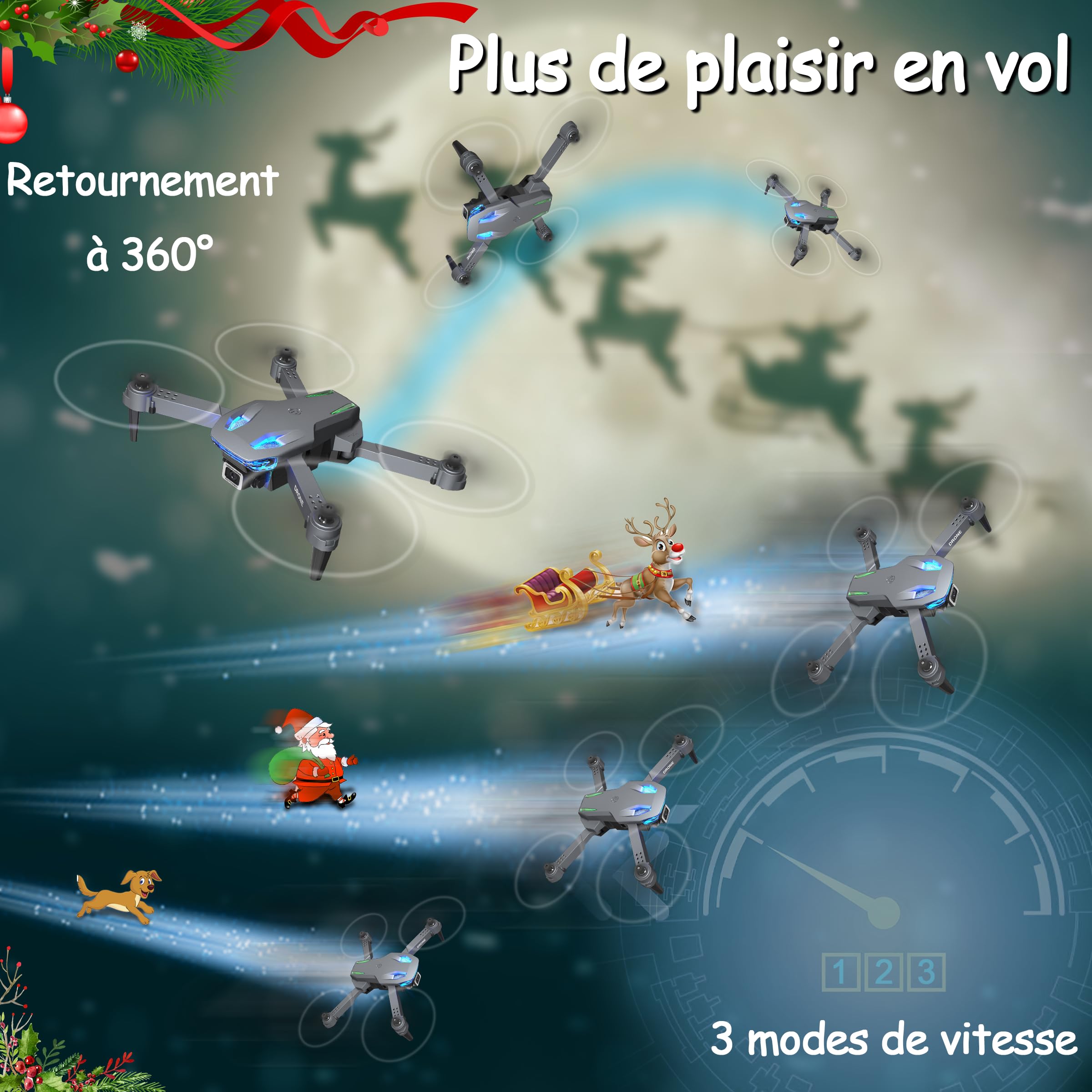 Wipkviey T28 Drone avec Caméra 1080p, FPV Pliable Quadcopter pour Débutants et Adultes, RC Drone avec 3D Flips, Maintien d'altitude, Selfie par Geste, Vol par Trajectoire, 2 Batteries