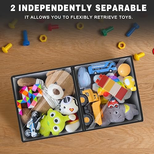 Miniatura 2 de Paquete de 2 cajas grandes de almacenamiento de juguetes con tapas transparentes, organizador de juguetes plegable con divisores ajustables, cesta