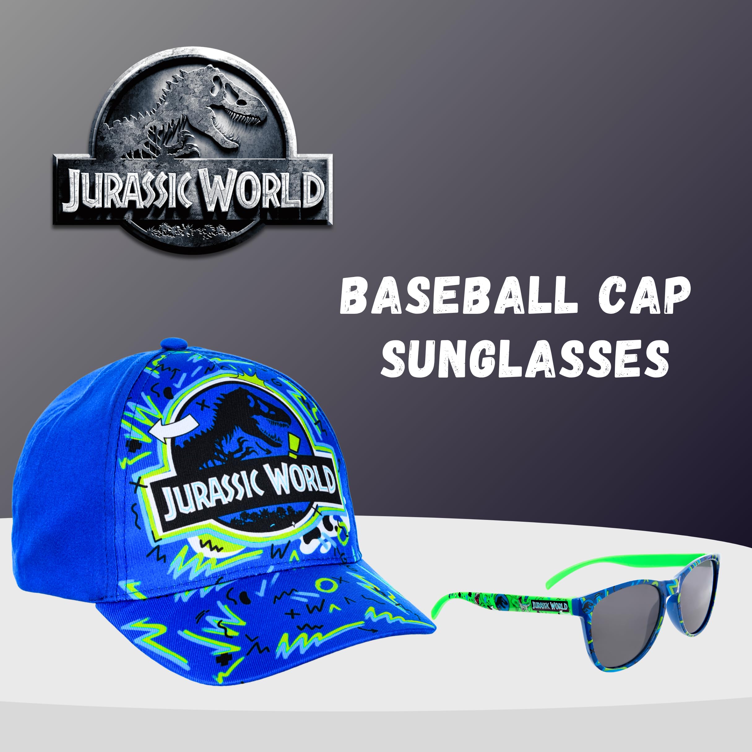 Gorra y Gafas de Sol Jurassic World para Niños Protección UV Verano