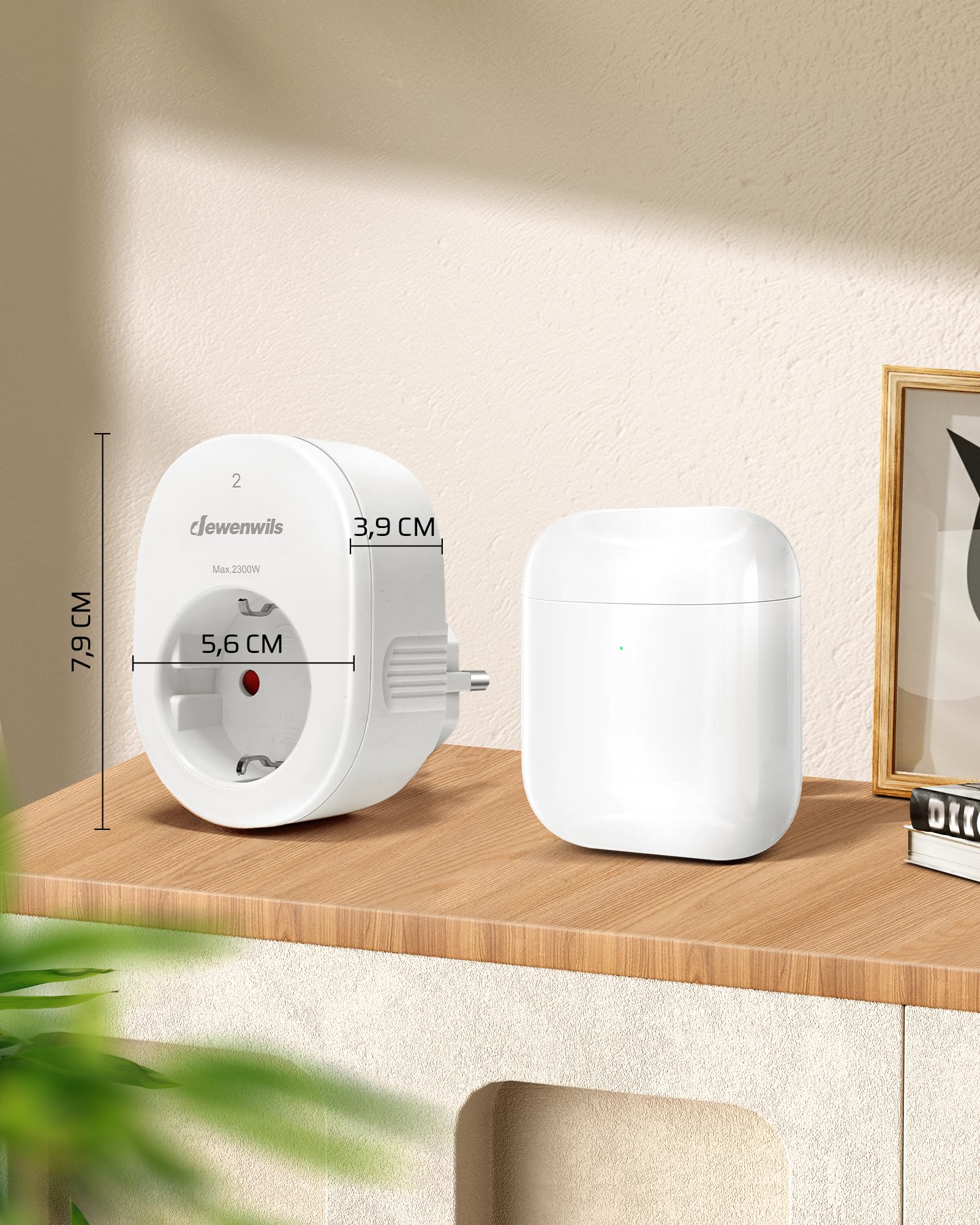 DEWENWILS Prises radiocommandées avec télécommande, 2300 W prise avec 1 télécommande, portée 30 m, lot de 4 prises radiocommandées, programmables et extensibles, blanc