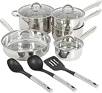 Vista 16 de Oster Sangerfield - Juego de olla de pasta de acero inoxidable de 5 cuartos de galón con vaporera, cesta y tapa – Utensilios de cocina duraderos
