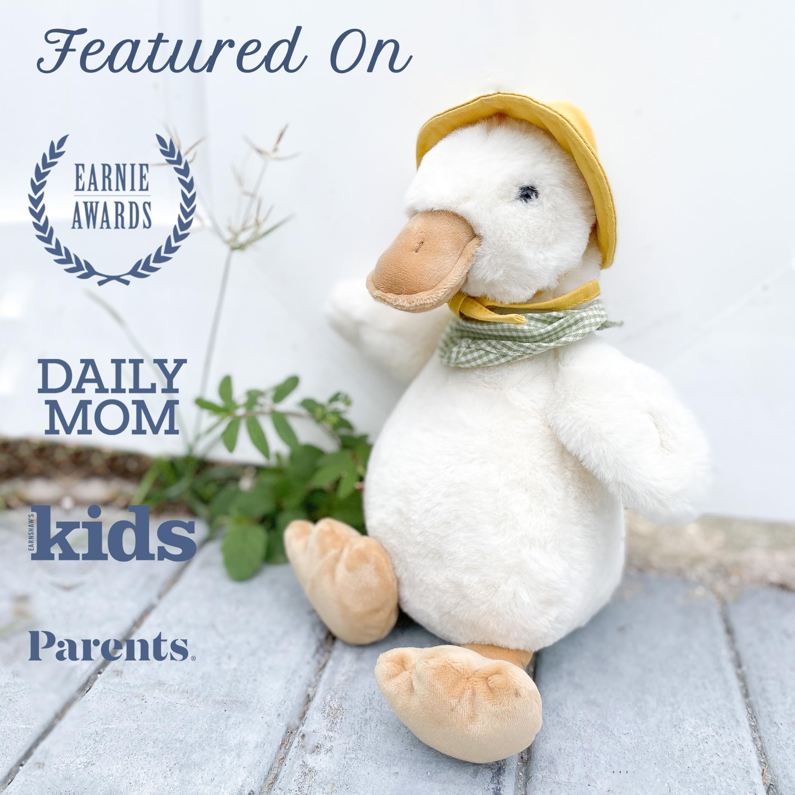 Doudou Canard Edda Lou Moyen Avec Anneau Silicone - Doudou Bébé Garçon Fille Blanc Crème