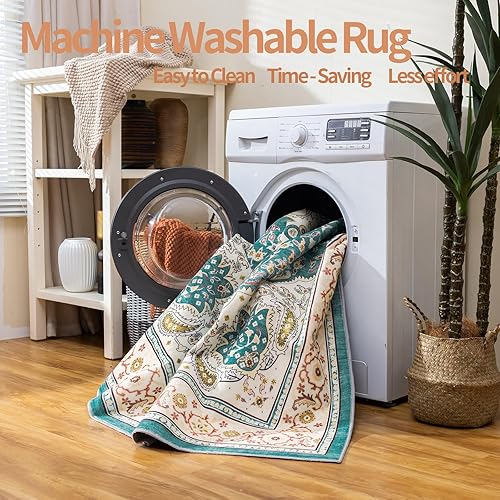 Miniatura 3 de Brevonox Alfombras de área para sala de estar, alfombras de 5 x 7 pies, para dormitorio, alfombra lavable a máquina, alfombra de comedor, alfombra