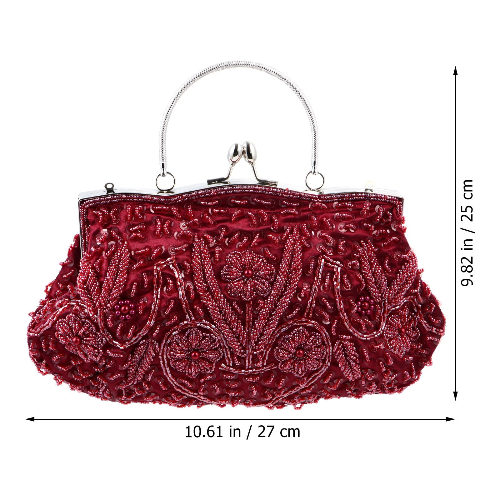 Bolso de Mano Rojo de Noche para Mujer Bordado Hecho a Mano