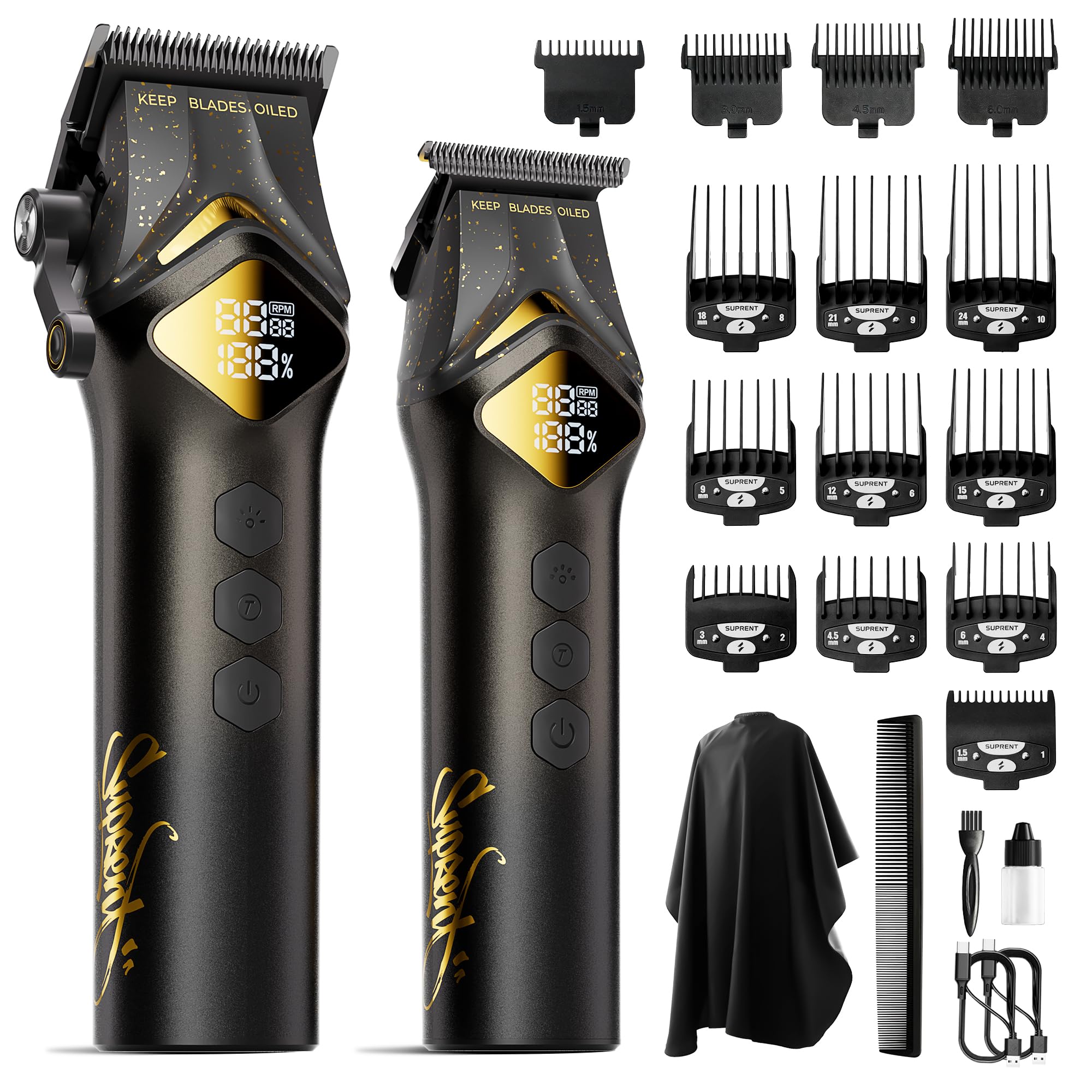 SUPRENT Tagliacapelli professionale, 6000/8000 giri/min, kit barbiere