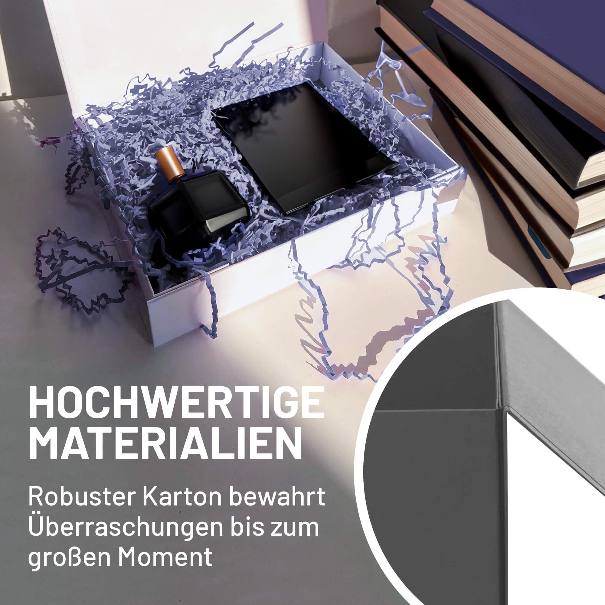Geschenk-Box mit Deckel | 31 x 22 x 15cm (5er Pack) ] | Geschenk-Karton mit Magnet-Verschluss | Perfekt für Geburtstag, Hochzeit, Weihnachten, Geburt | Geschenk-Verpackung in Grau
