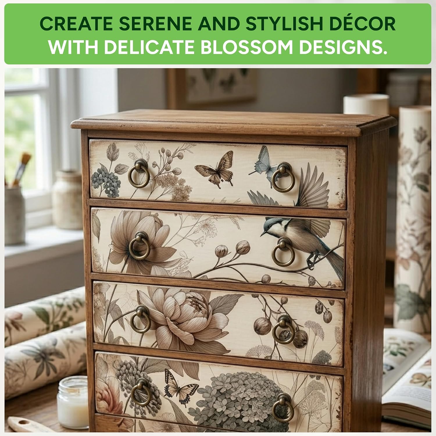 Pale Blossom Decoupage Paper for Furniture (A3)