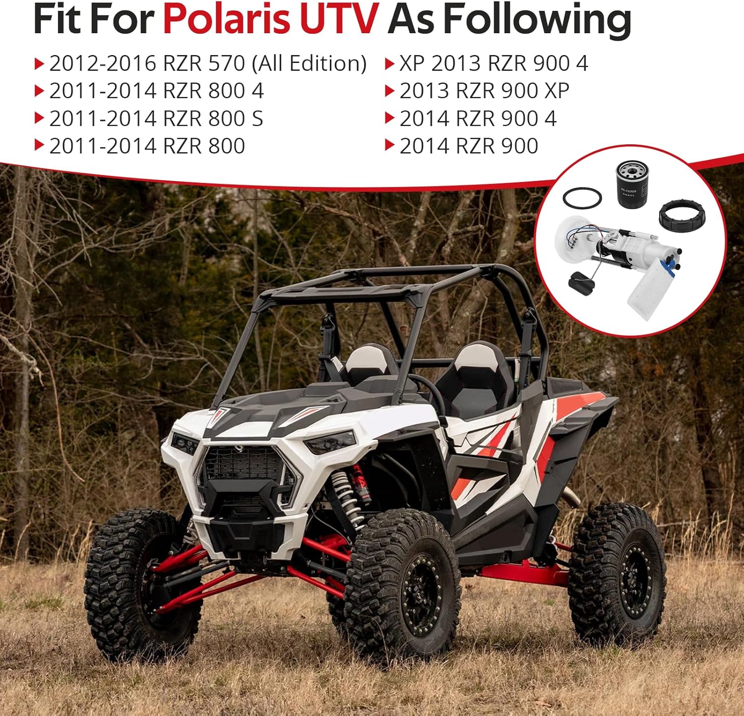 JAVIK Fuel Pump Assembly & Oil Filter For Polaris RZR 570 800 900 2011-2016 O.E.M# 47-1011 2204403