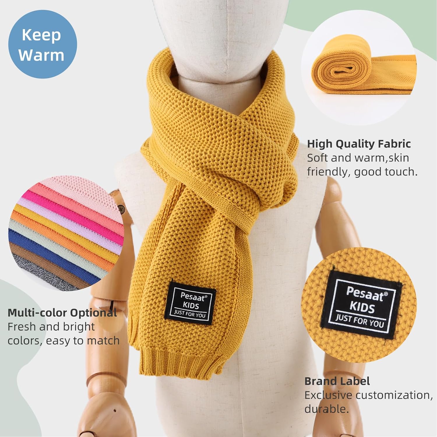 PESAAT Kids Winter Infinity Scarf Knit Toddler Boy Girls Scarves Cotton Outdoor Neck Warmer for Children 3-15 Years - Image 3