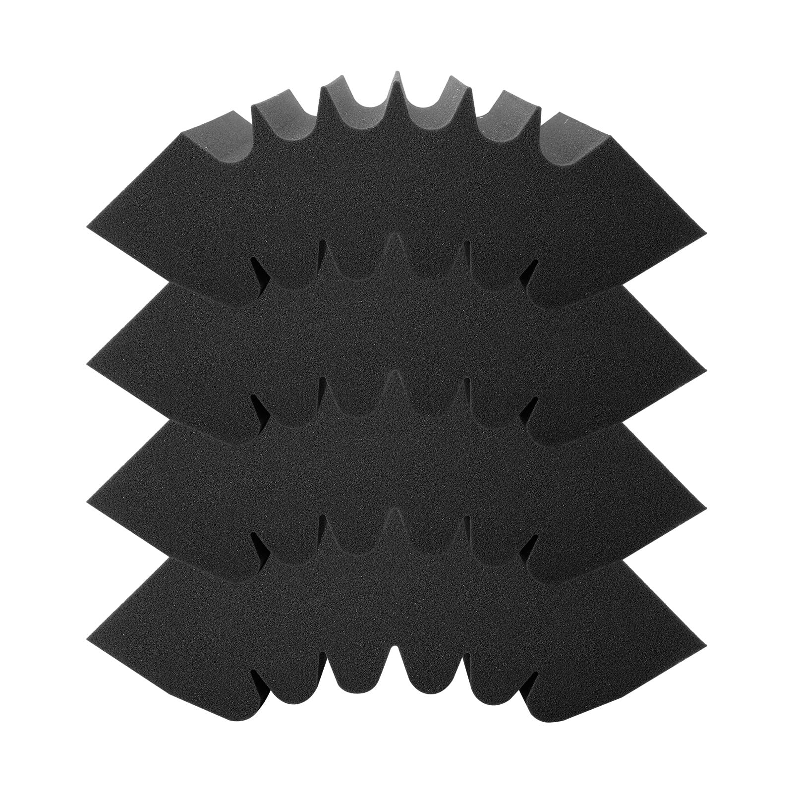 VEVOR Pannelli Acustici in Schiuma, 4 Pezzi 420 x 160 x 300 mm, Pannelli Acustici Adesivi ad Alta Densità, Pannello Acustico, Pannello Fonoassorbente per Pareti e Soffitti di Studi, Nero