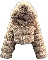 DLNYC Faux Fox Fur Layered Hooded Bolero Cropped Jacket - Plush Cruelty-Free Winter Fashion for Women