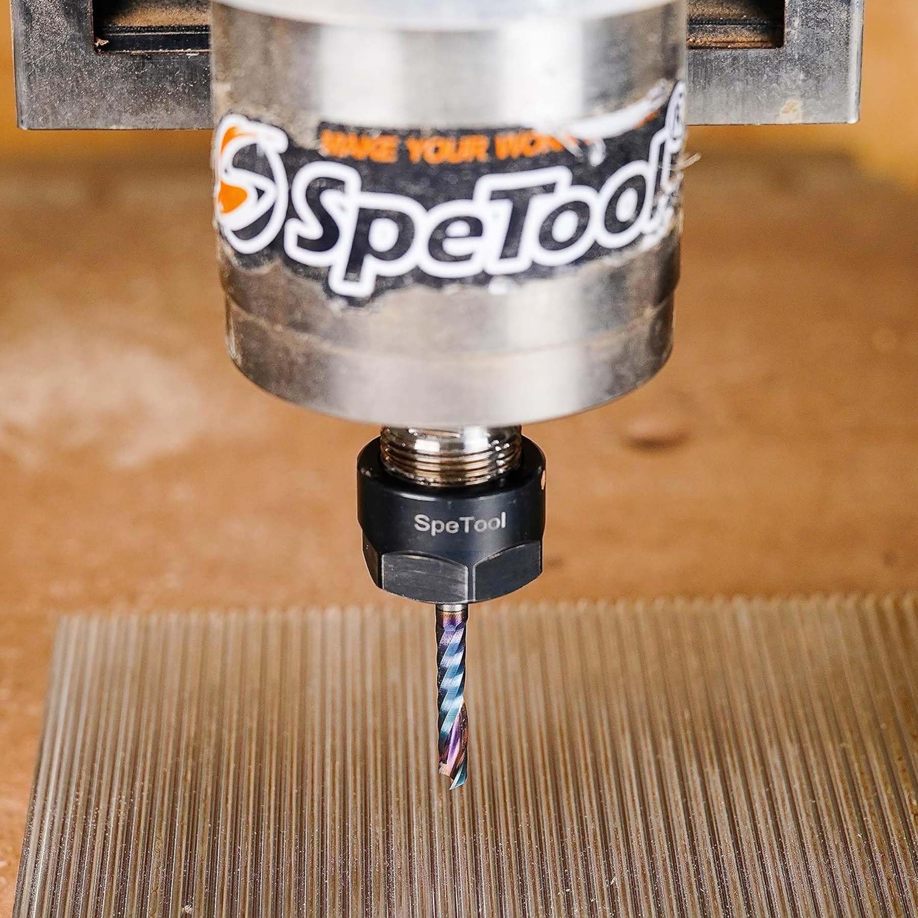 SpeTool 5 Stück Alu Fräser 4 mm Schaft CNC Holz VHM 22 mm Schnittlänge Schaftfräser mit DLC Beschichtung für Aluminium und Kunststoff