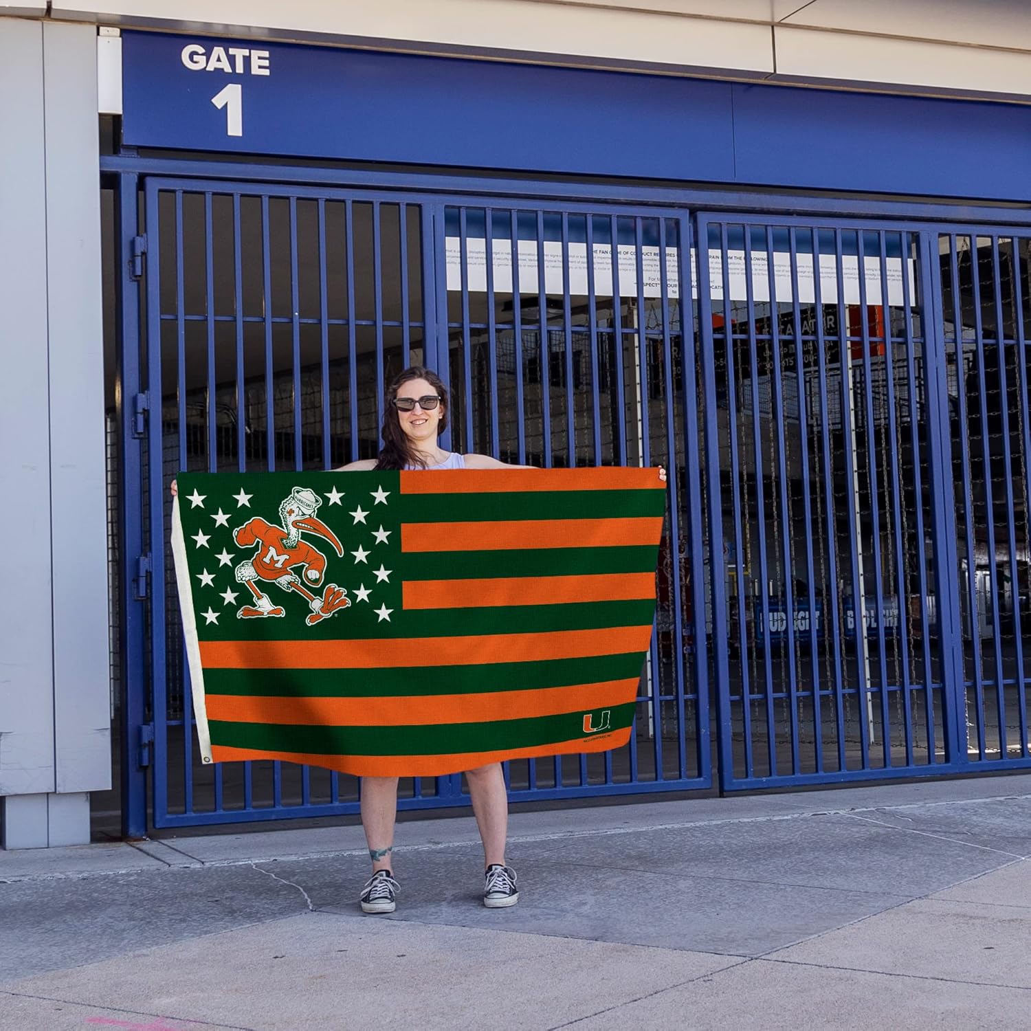 Rico Industries NCAA Miami Hurricanes Stars & Stripes 3' x 5' Banner Flag 3' x 5' Banner Flag Single Sided - Indoor or Outdoor - Home Décor