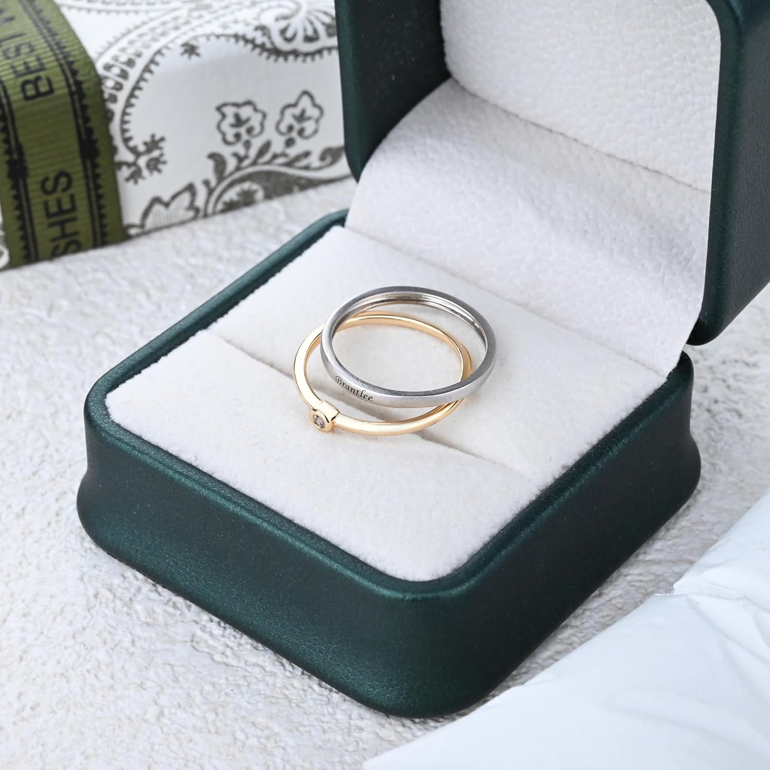 Promise Rings for Her Custom Engraved Birthstone Ring for Women Wife Mother Rings Custom Name Rings for Christmas Engagement Anniversary & Friendship Gifts (2-4 Rings)