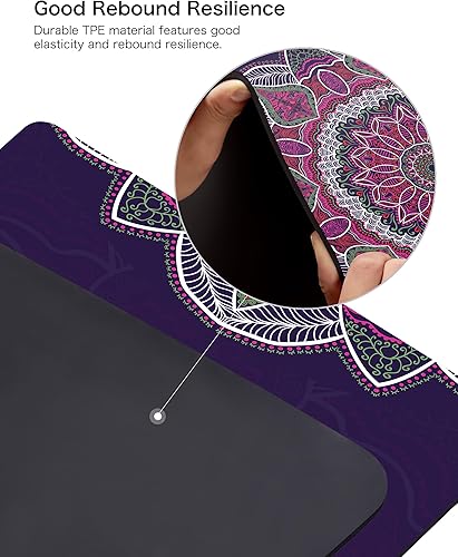 Miniatura 5 de nuveti Tapete de yoga de gamuza TPE de alta densidad antideslizante con bolsa de transporte, 72 x 32 pulgadas, extra grueso, 0.315 in, esterilla de