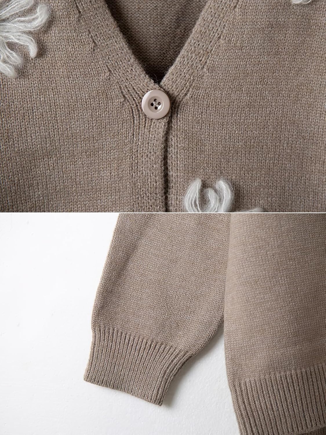 ebossy Women's Embroidery Floral Cable Knit Cardigans Button Down Artistic Aesthetic Sweater