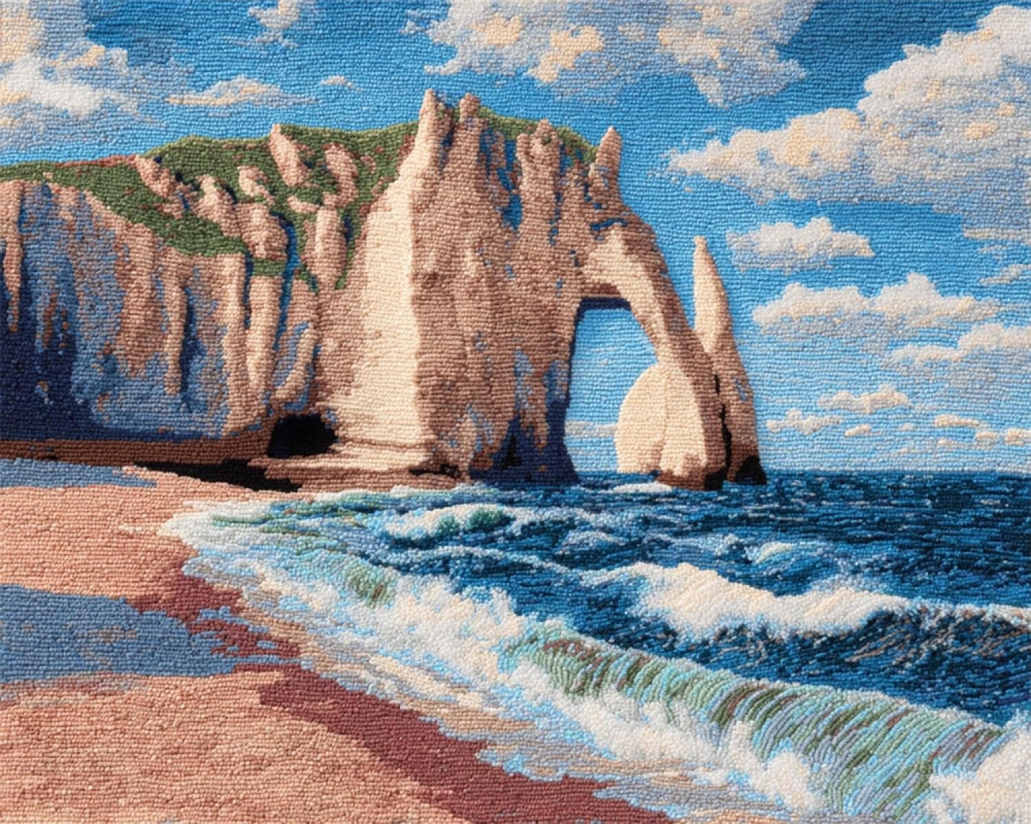 Henypt DIY Latch Hook Rug Kit Seaside Cliffs 90x120cm