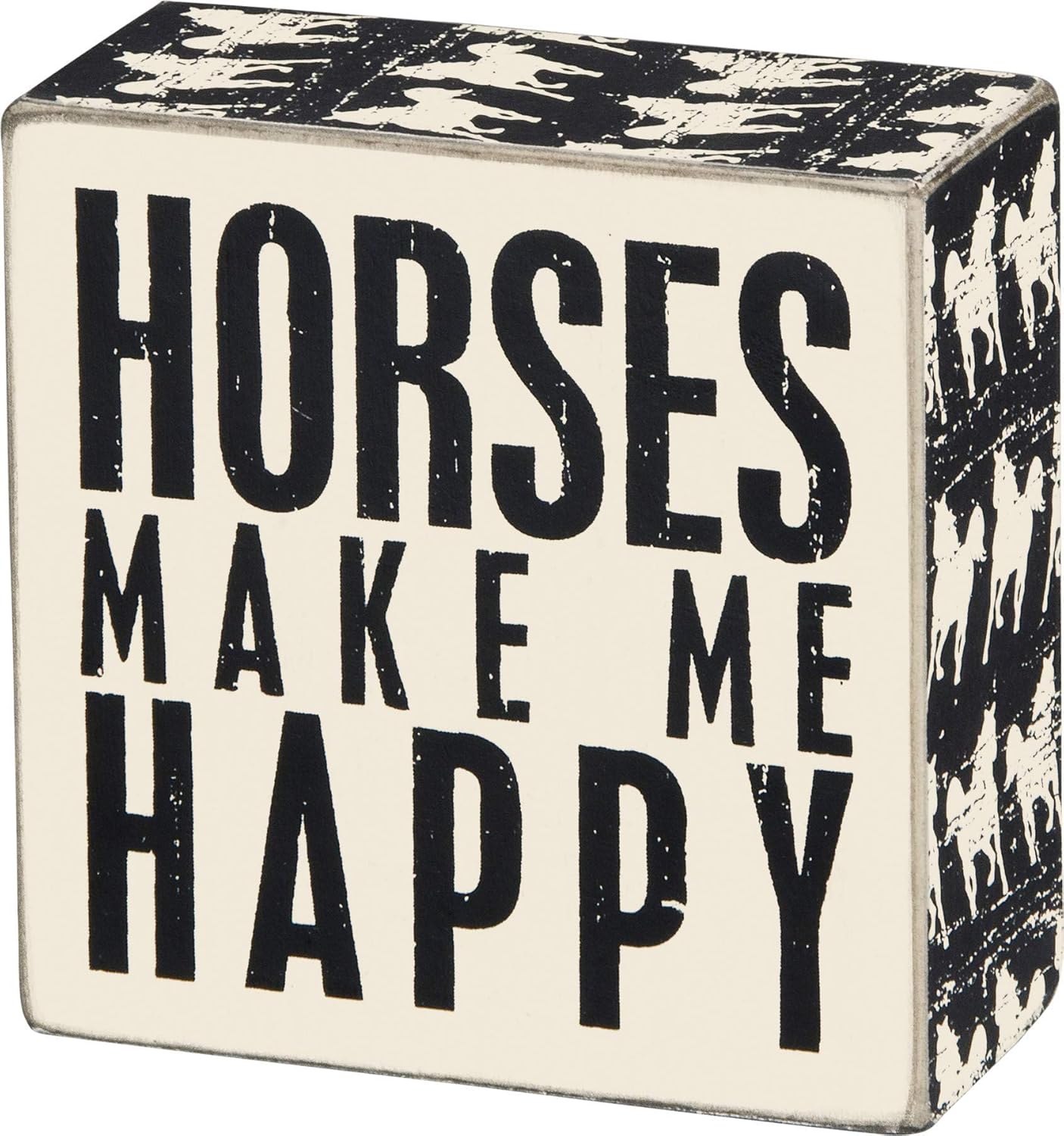 Primitives by Kathy Square Box Sign, 4-Inch, Horses