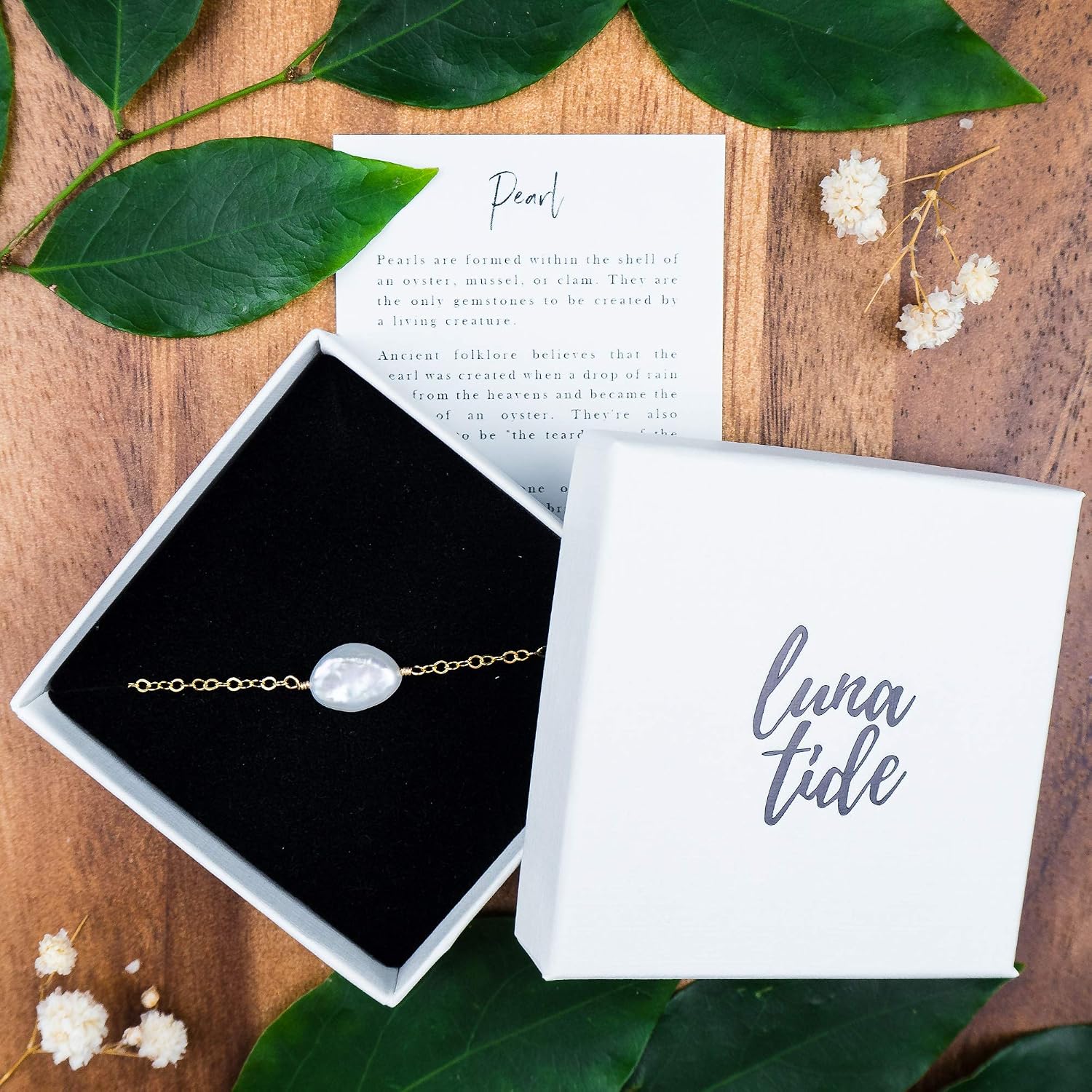 Luna Tide Freshwater Pearl Raw Bracelet in 14k Gold Fill