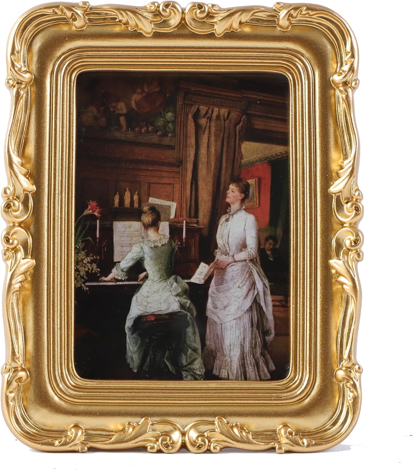 Small Vintage Picture Frames 2.5x3.5 Ornate Gold Antique Picture Frames with Glass Front for Wall Mount or Tabletop Gallery Wall Decor Victorian Home Decor with Floral Design,Gold