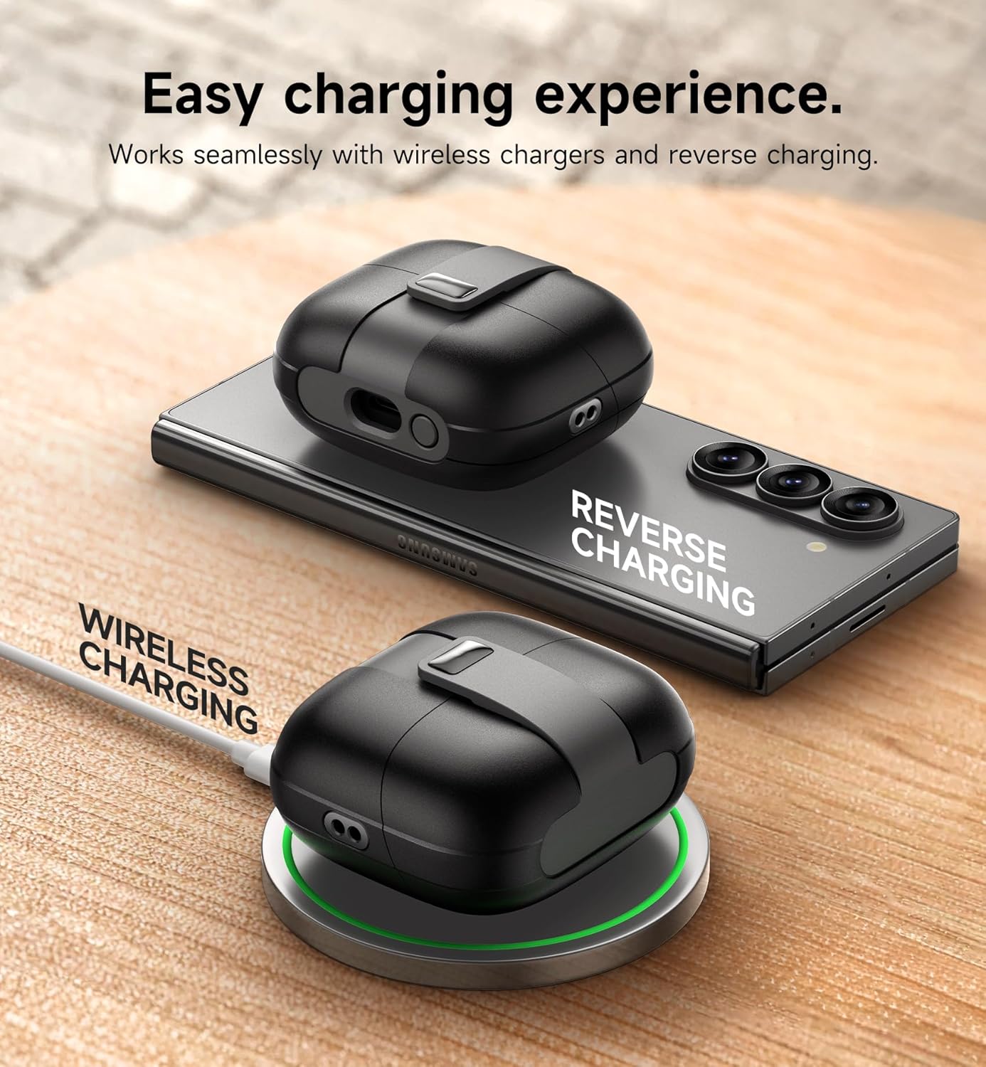 SURITCH for Samsung Galaxy Buds 3 Pro (2024) / Buds 3 (2024) / Buds 3 FE (2025) Case, Magnetic Cases with Cleaner Kit & Hanging Lanyard, Stylish Shockproof Cases Rugged Protective Cover, Black - Image 6