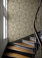 Vista 5 de NextWall Harry & Grace Thornton Vintage Damask Peel and Stick Wallpaper (Latte)