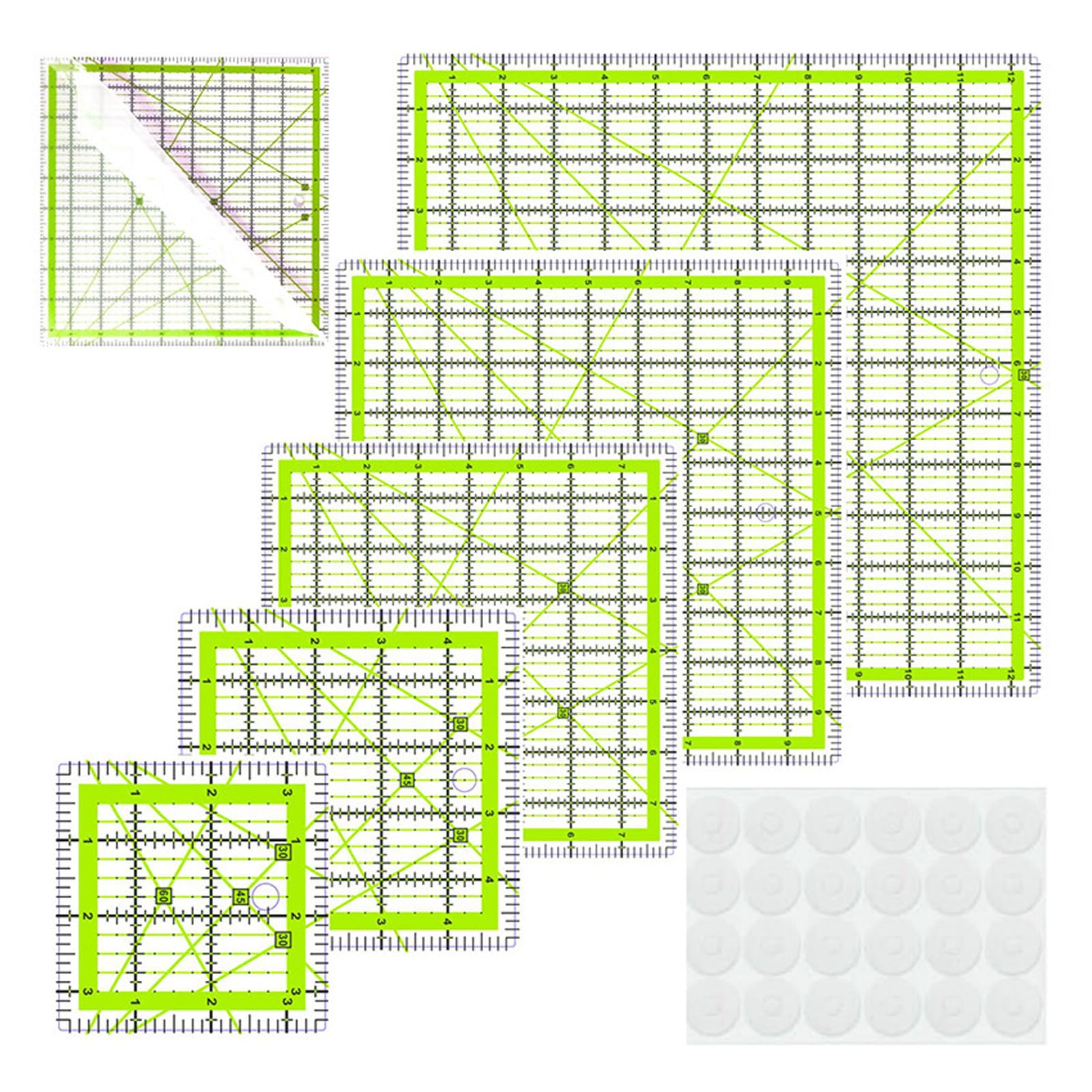Xjdzineq 6Pcs Sewing Ruler Templates Clear Acrylic Quilting Ruler for Fabric Cutting Acrylic Sewing Tool with Markings