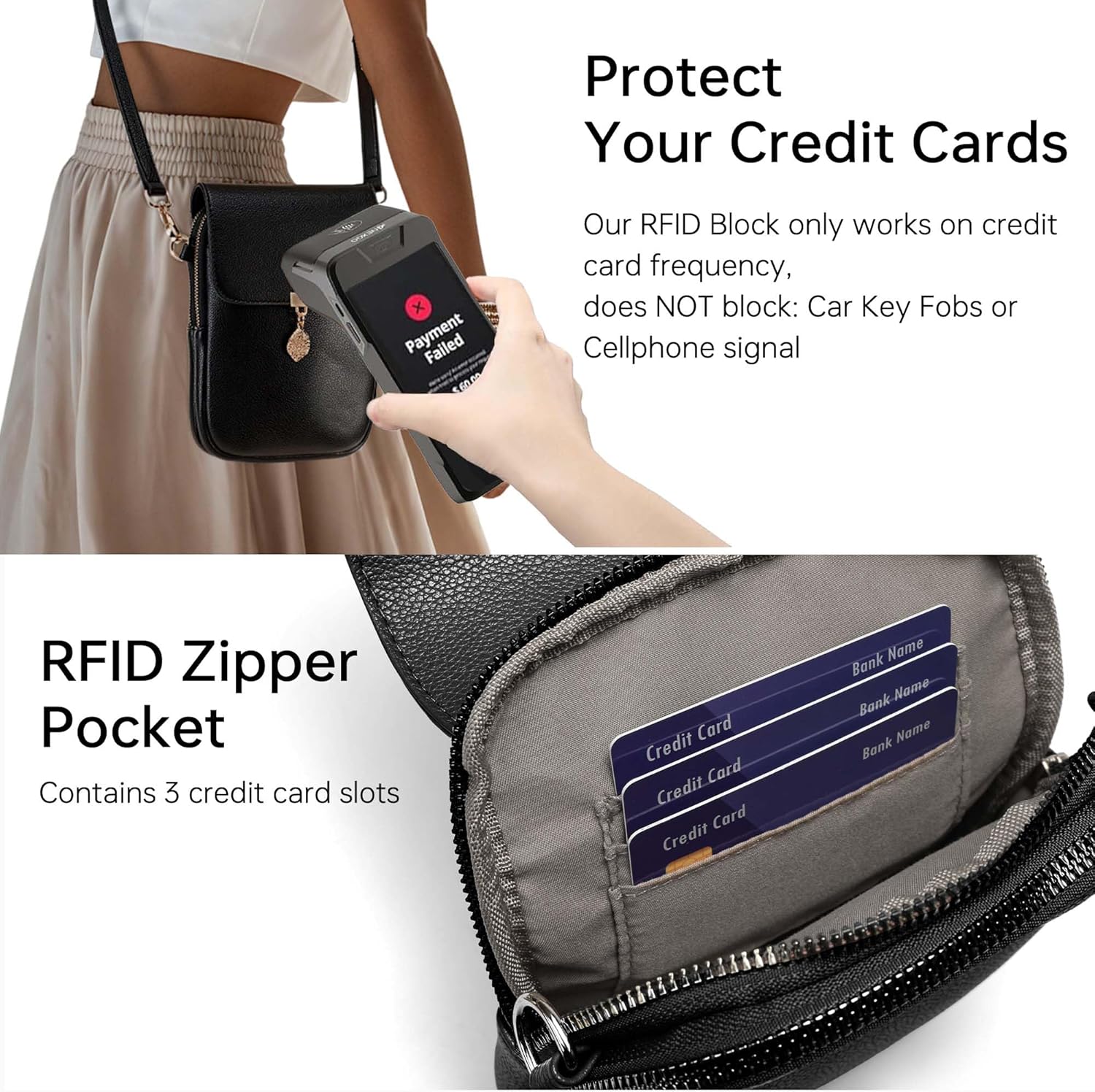 Small Crossbody Bags for Women Leather Multi Pocket Cell Phone Purse with RFID Blocking Card Slots for Everyday Use