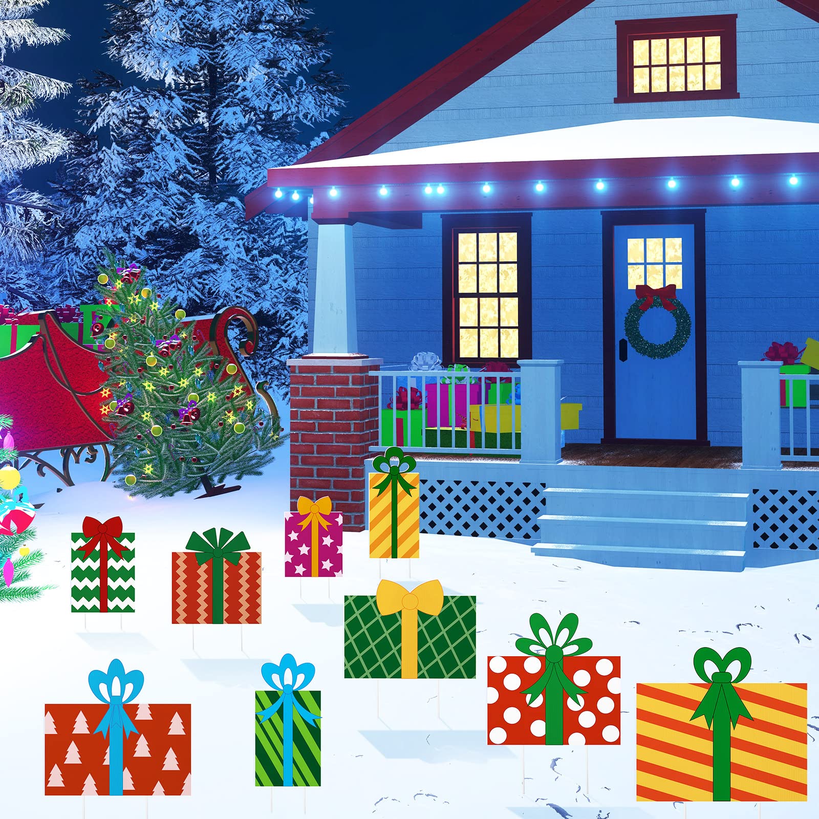 Décoration de Noël extérieure pour jardin et cour avec 18 piquets de sol