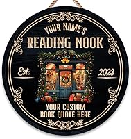 Vista 31 de Artsy Woodsy Letrero de madera de esquina de lectura personalizado (no tallado o neón), placa de pared, decoración de Book Nook Club Room Hideaway 03