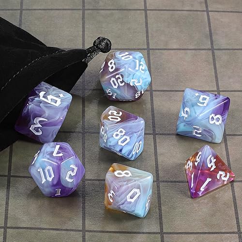 Miniatura 6 de CiaraQ DND - Juego de dados poliédricos con bolsa de dados para juegos de rol de Calabozos y Dragones RPG MTG