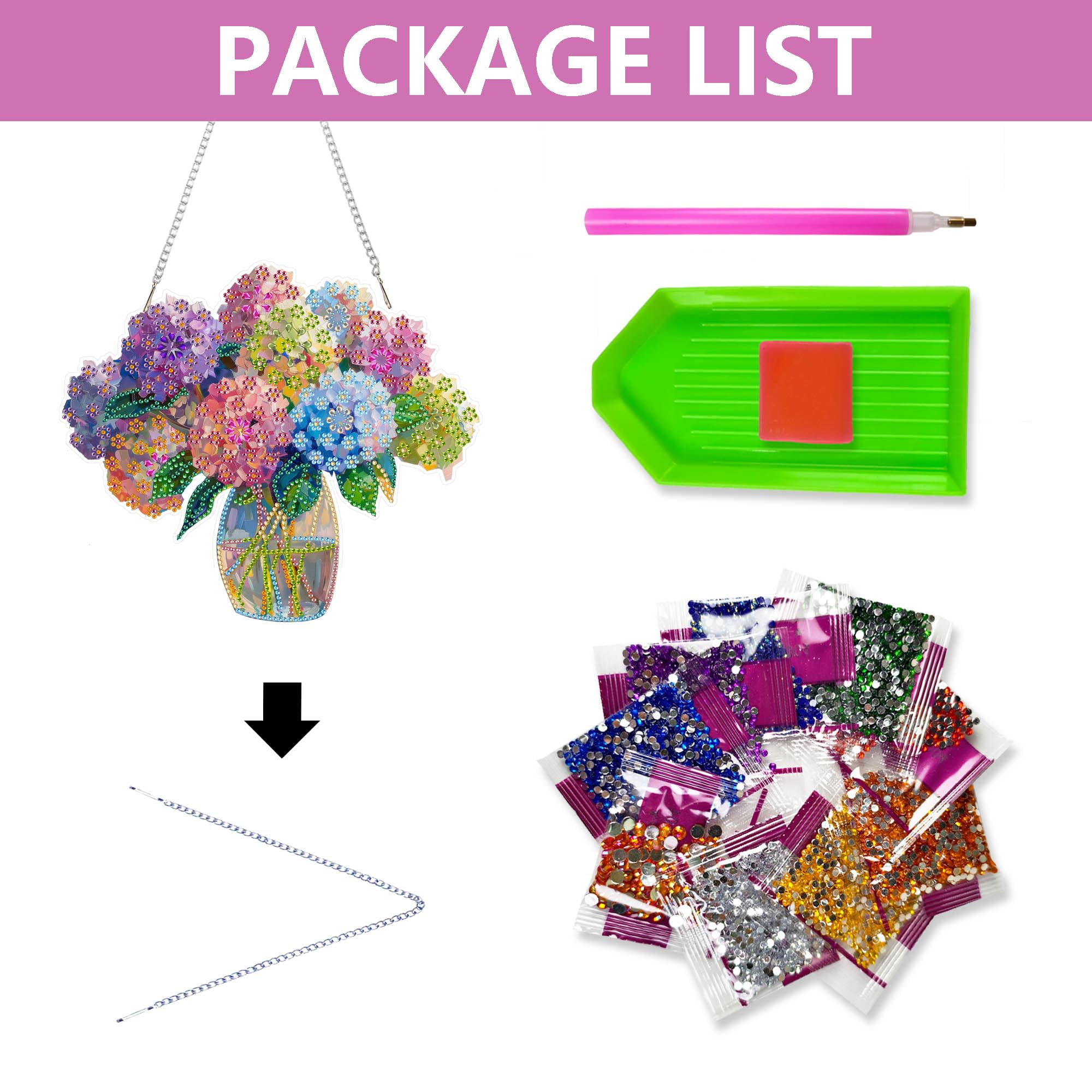 Eiflow Hanging Diamond Art Ornament Kit - Hydrangea Flower DIY Double Sided