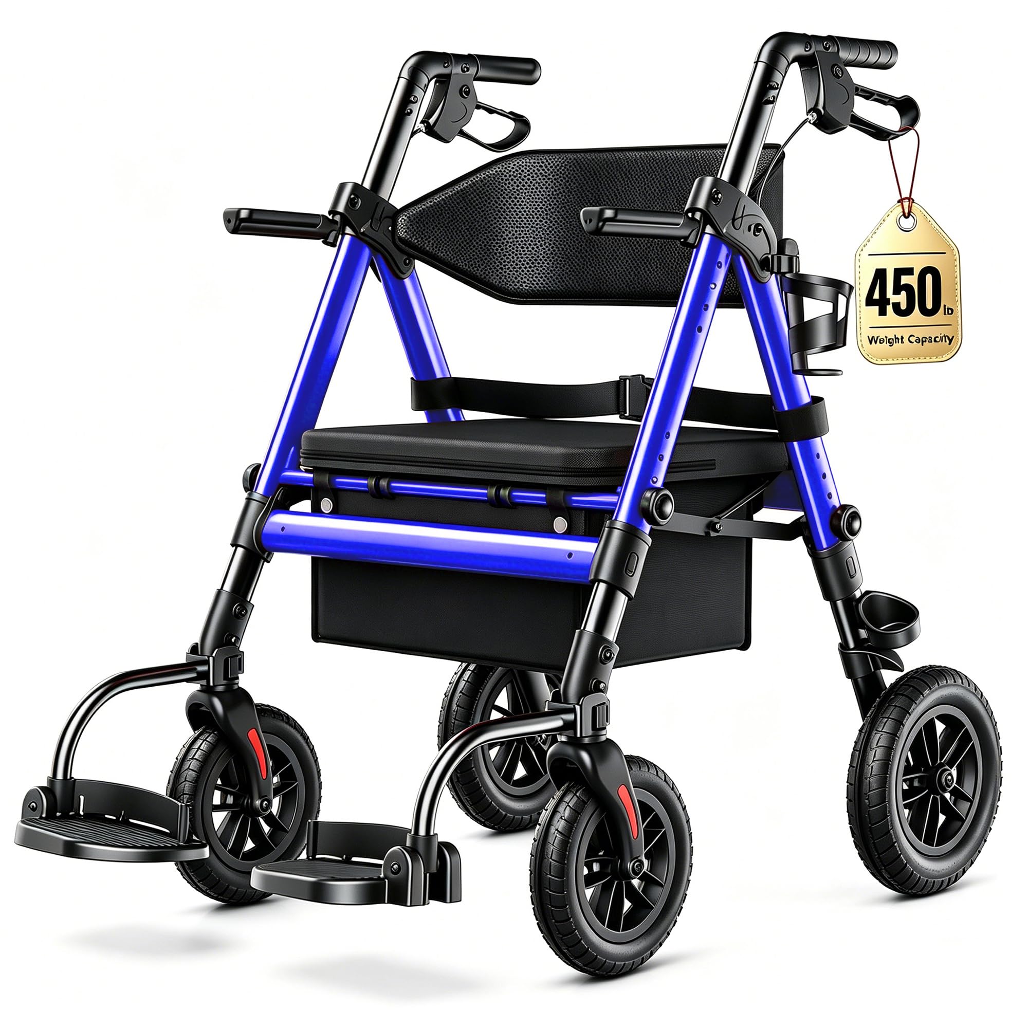Heavy Duty Walkers for Seniors, 2-in-1 Rollator Wheelchair Combo — Amazon image 11