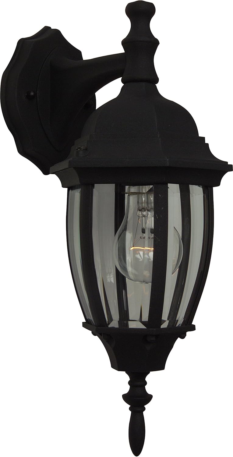 Craftmade Z264-TB Bent Glass Outdoor Wall Mount Sconce Lighting, 1-Light, 100 Watts, Textured Matte Black (7"W x 16"H)