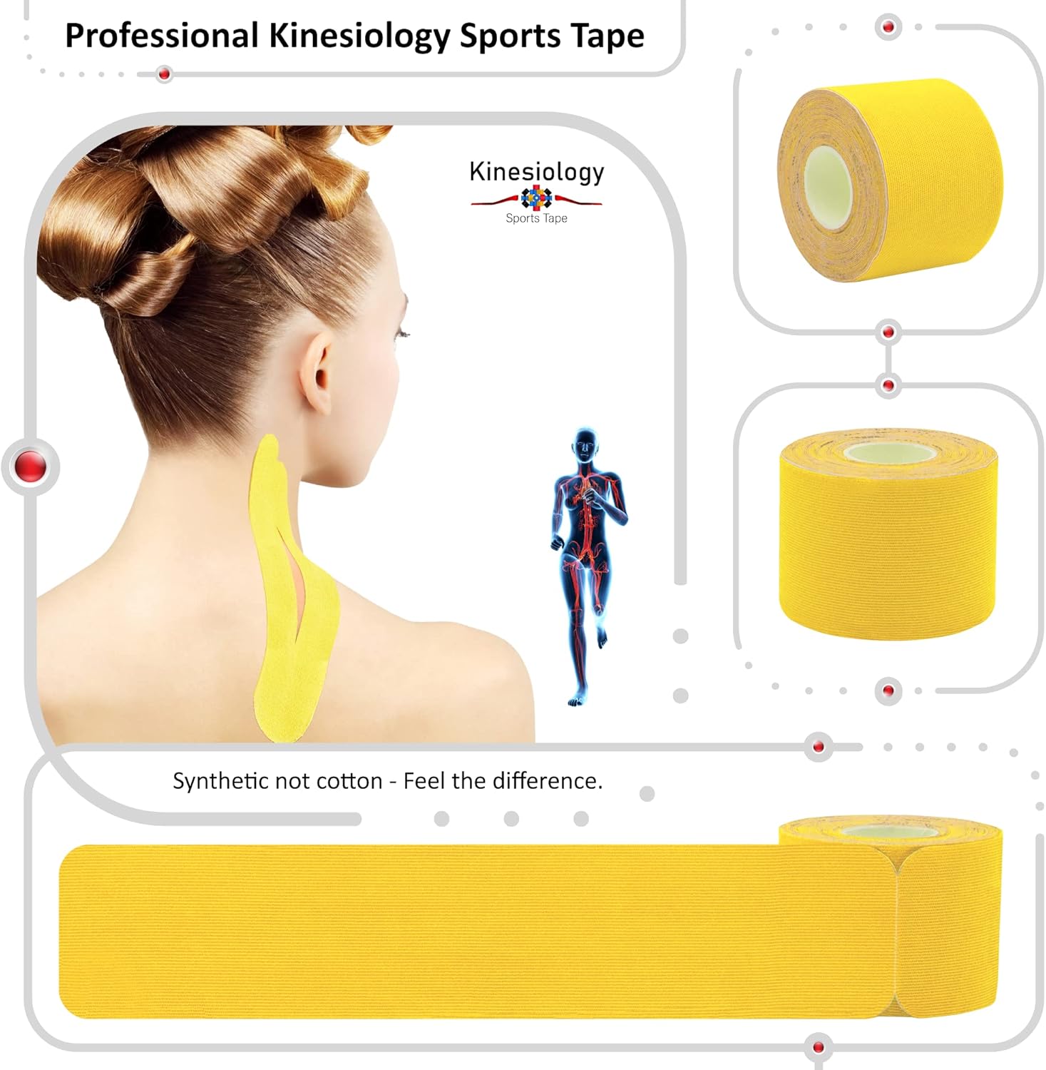 Kinesiology Tapes Pre Cut with Dispenser Synthetic Sports Muscle Tape