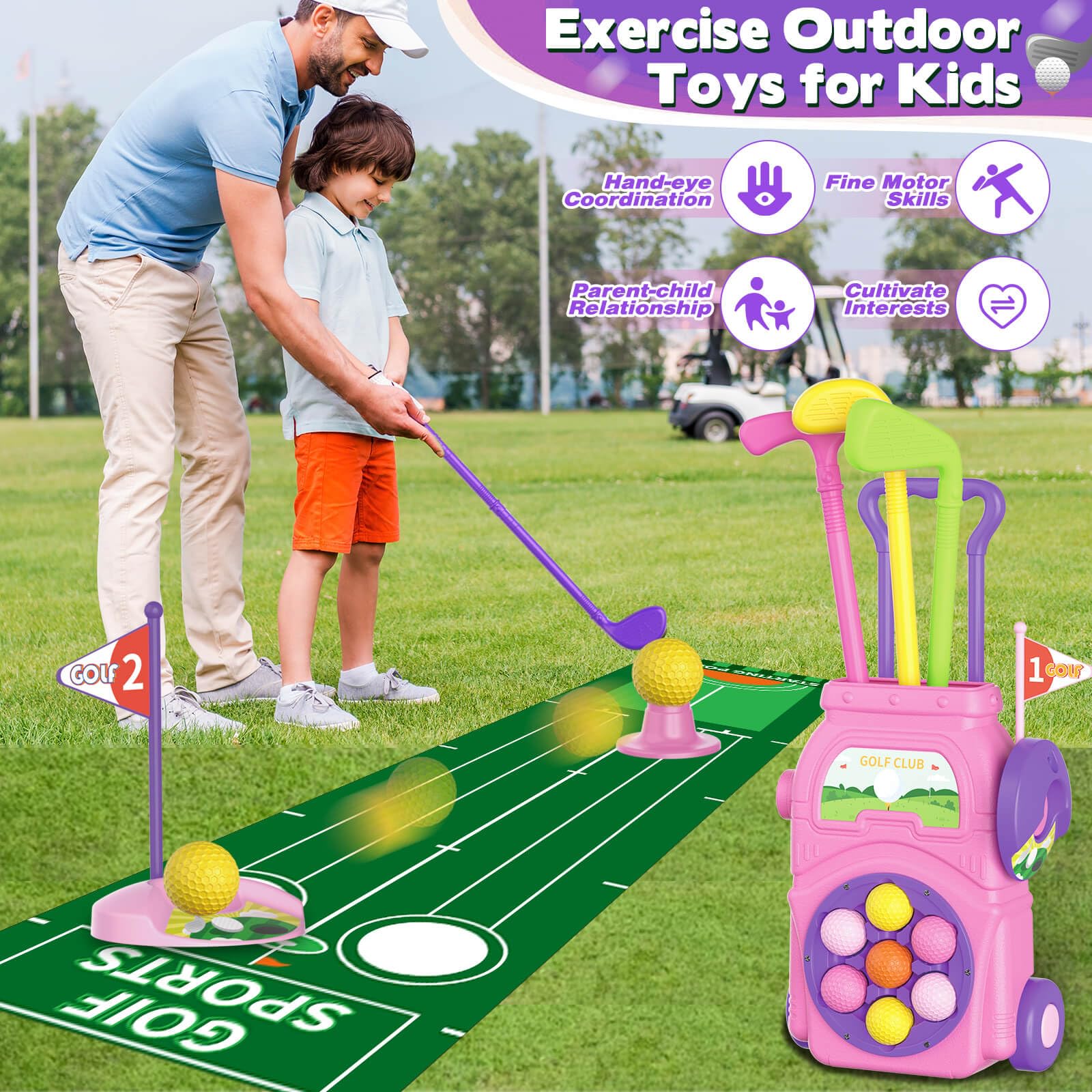 JONEG Toys for 3-8 Year Old Kids: Golf Set Toy for Toddlers Gifts for 3 4 5 6 7 8 9 10 Year Old Boys Girls - Image 2