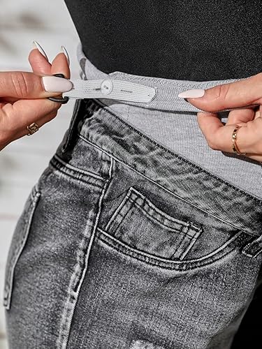 Miniatura 5 de Verdusa Pantalones cortos de mezclilla de maternidad para mujer, cintura alta, rasgados, dobladillo sin procesar, pantalones cortos de embarazo