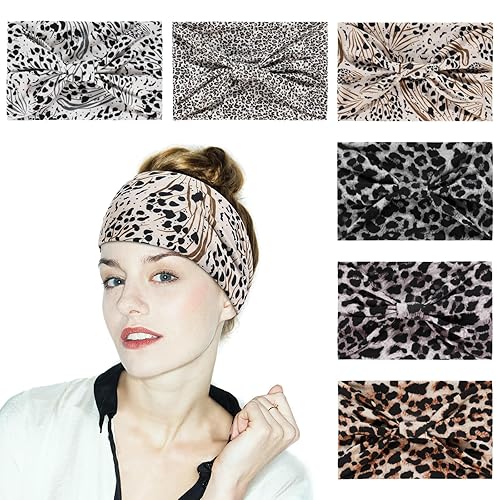 Achiou Diademas anchas para mujer, antideslizantes, a la moda, bohemias, anudadas, para mujer, bandas elásticas de algodón para el cabello para