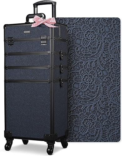 Vista 16 de BYOOTIQUE Cosmetology - Estuche rodante para almacenamiento de uñas, carrito de almacenamiento para maquillaje, maleta de peluquería de viaje