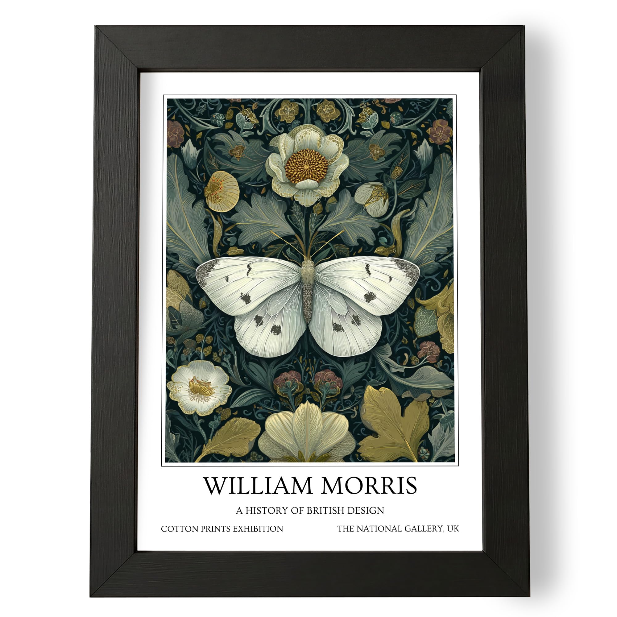 Fans Favourites William Morris - Vintage Art Noevua British Prints, Botanical Wall Art, A History of British Design Collection (White Butterfly, A1, Unframed) — image 1