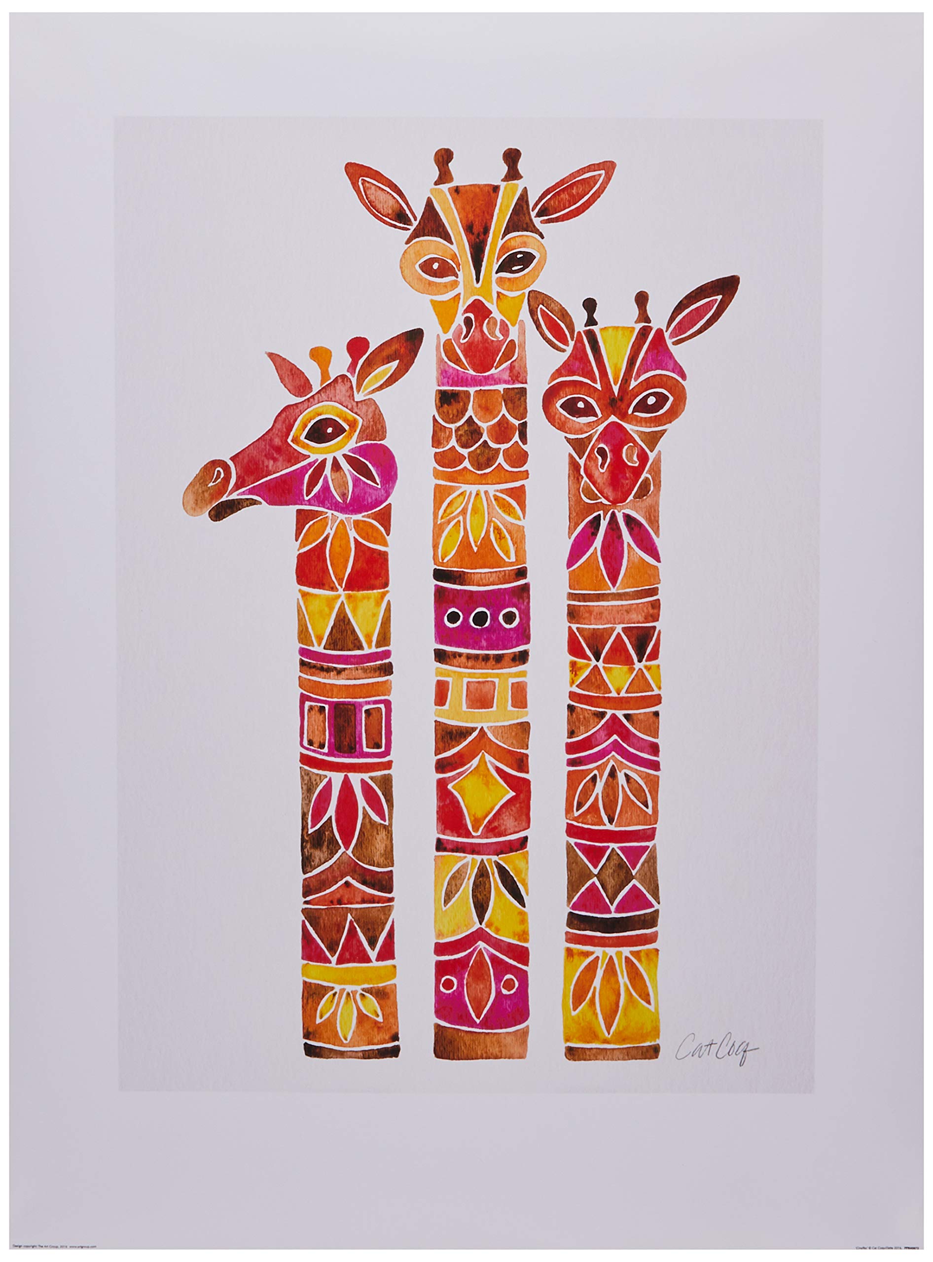 The Art Group Cat Coquillette (Giraffes) -Art Print 60 x 80cm, Paper, Multicoloured, 60 x 80 x 1.3 cm