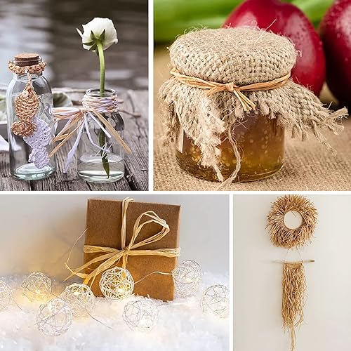 Miniatura 7 de Anvin 2 rollos de cinta de papel de rafia natural, cordel mate, cinta de rafia, cuerda decorativa para envoltura de regalos, manualidades y