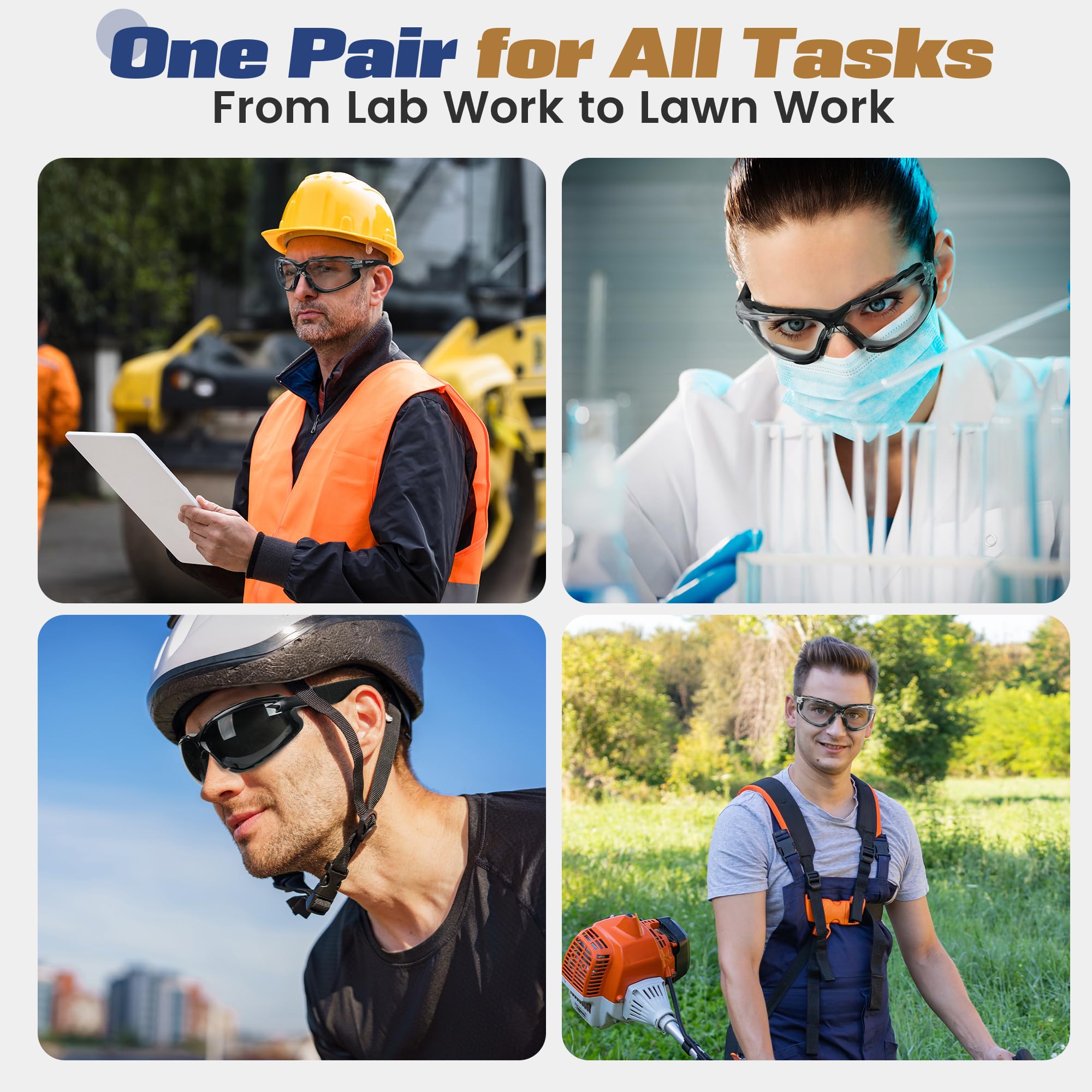 Flaya Foam Lined Safety Glasses Anti-Fog Z87.1 Mowing Goggles with Strap — Amazon image 7