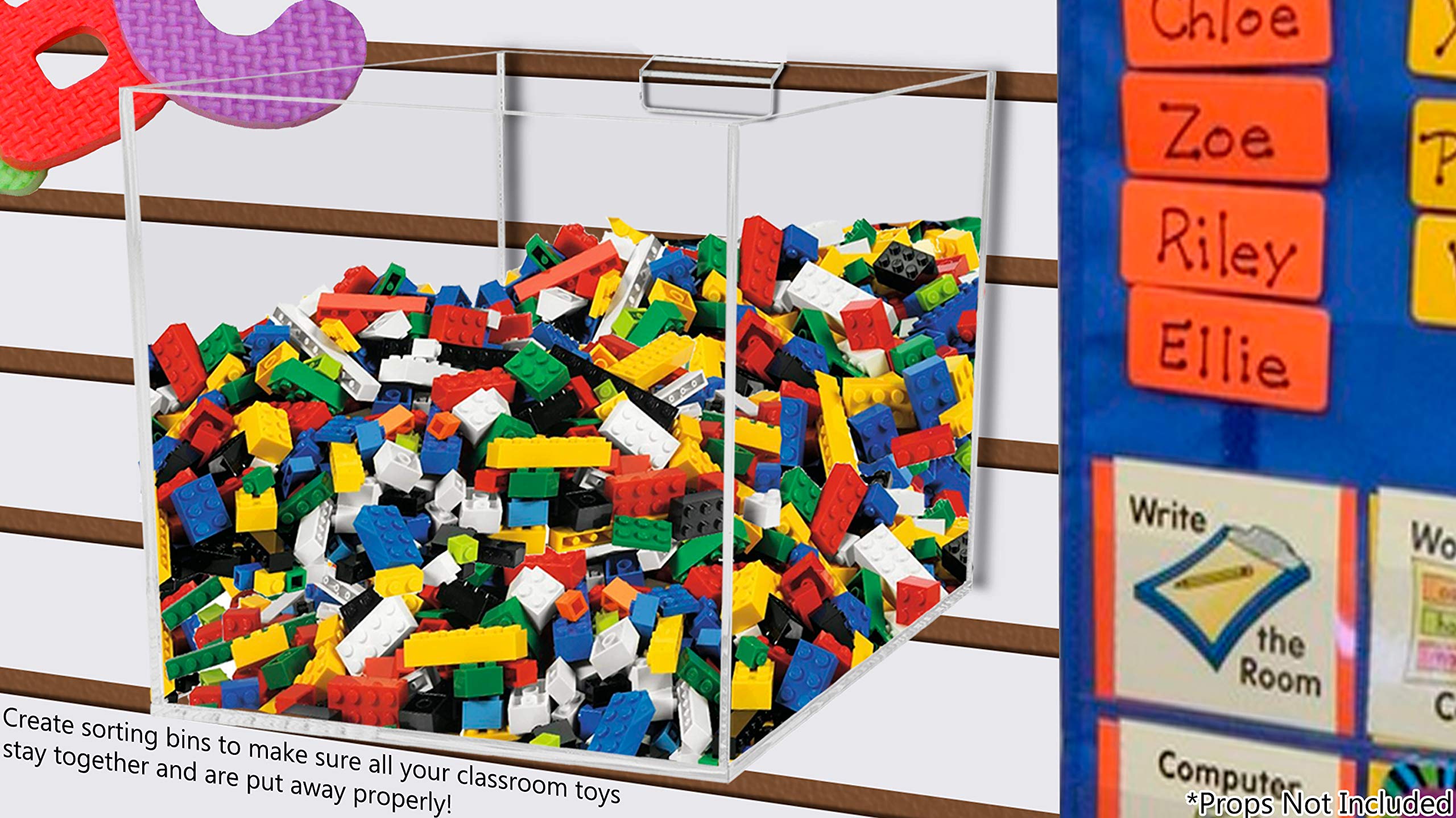 Marketing Holders 2 Pack 8 Inch Slatwall Retail Bin Clear Acrylic Merchandise Storage Organizer Bulk Product Dump Bins Single Pocket Caddy for Retail Stores and Service Centers