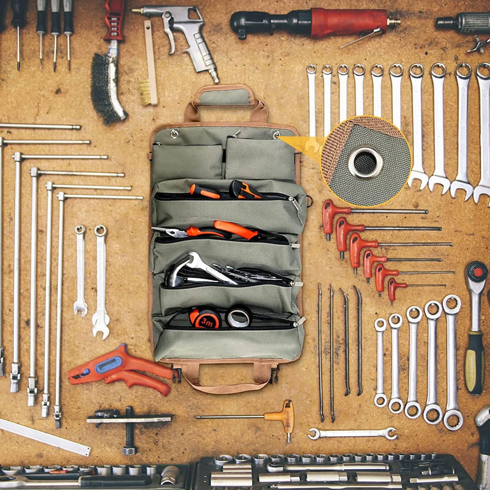 Bolsa Herramientas Con Ruedas Organizador Equipo Con 6 Bolsillos Rodante | Almacenamiento Para Herramientas Para Mecánicos, Electricistas, Construcción, Garaje, Exterior, Jardinería Y