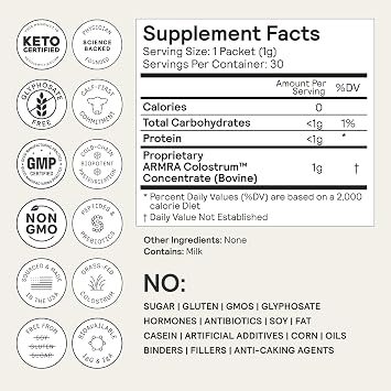 ARMRA ColostrumTM Premium Powder, Grass Fed, Gut Health Bloating Immunity Skin & Hair, Contains 400+ Bioactive Nutrients, Keto, Gluten & Fat Free (Unflavored Bundle | 150 Servings)